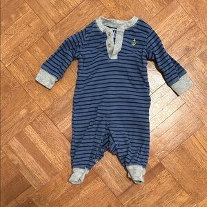 Carter's Navy and Gray Striped Footie